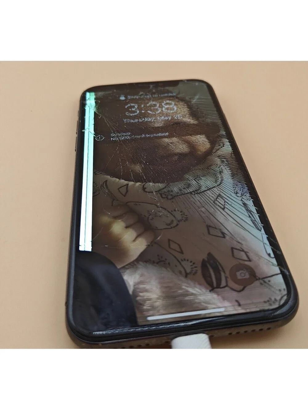 Apple iPhone X A1901 Cracked Front Back Powers On Phone For Parts/Repair As Is